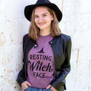 Resting Witch Face T-Shirt, Heather Maroon L120