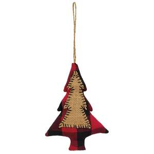 Red & Black Buffalo Check Tree Fabric Stitched Ornament