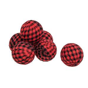 6 Set, Red & Black Buffalo Check Rag Balls #15335