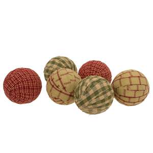 6 Set, Primitive Gingham Rag Balls