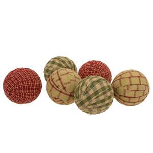 6 Set, Primitive Gingham Rag Balls #15651