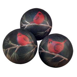 Hand Painted Decorative Balls -CARDINALS-3 asst;