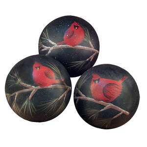 Hand Painted Decorative Balls -CARDINALS-3 asst #32334