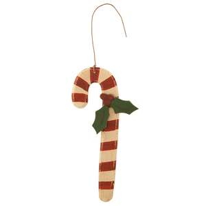 Candy Cane Ornament w/ Holly