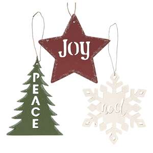 Reversible Chunky Snowflake Sitters with Holiday Sayings Set of 3