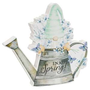 Enjoy Spring Gnome in Watering Can Chunky Sitter