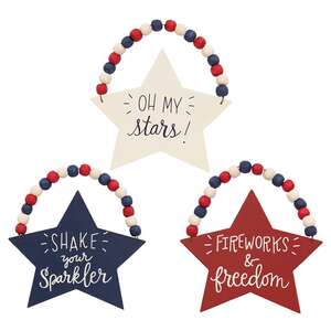Beaded Patriotic Star Ornament, 3 Asstd.