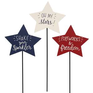 Patriotic Star Plant Stake, 3 Asstd. #36922