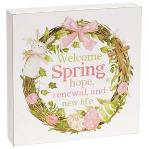 Welcome Spring Easter Wreath Box Sign