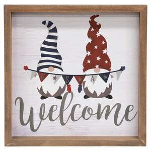 Gnome Duo USA Welcome Framed Sign