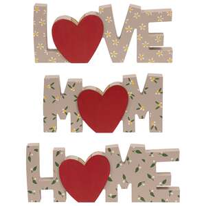 3 Set, Floral Mom, Love, Home Words with Mini Vase #37064