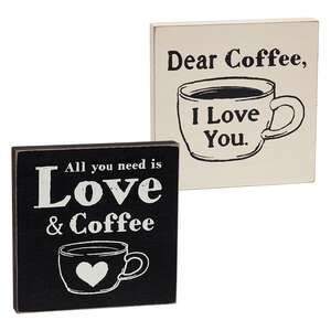 Love & Coffee Block Sign, 2 Asstd.
