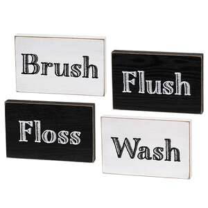 Bathroom Words Block Sign, 4 Asstd. #37147