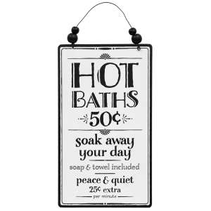 Hot Baths Sign with Beaded Hanger #37148