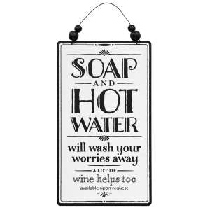 Soap and Hot Water Sign with Beaded Hanger #37149
