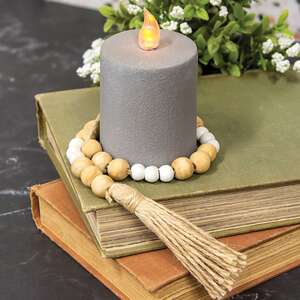 Natural & White Wooden Bead Garland, 19" 60418;