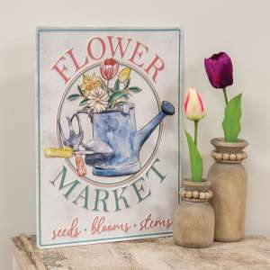 Flower Market Seeds Blooms Stems Metal Sign 60455