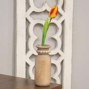 Beaded Wooden Vase Large 60458;