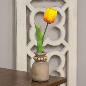 Beaded Wooden Vase Small 60459;