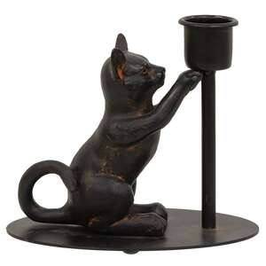 Playful Cat Iron Taper Candle Holder