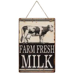 Farm Fresh Milk Black Hanging Metal Sign #75046