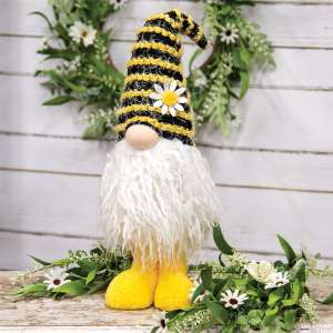 Fuzzy Bee Striped Standing Gnome ADCSP3003