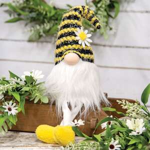 Fuzzy Bee Striped Dangle Leg Gnome ADCSP3004