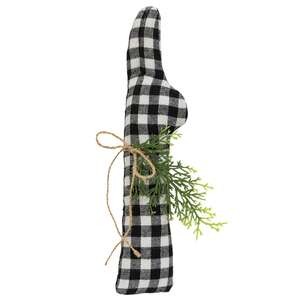 Black & White Buffalo Check Felt Peeking Bunny
