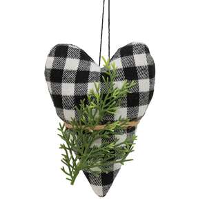 Black & White Buffalo Check Stuffed Felt Heart Ornament