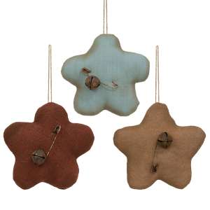 3 Set, Primitive Flower with Rusty Jingle Bell Fillers #CS38714