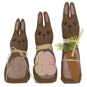 3 Set, Primitive Chocolate Bunny Family #CS38721