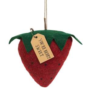 Stuffed Felt "You're Berry Sweet" Strawberry Ornament #CS38728