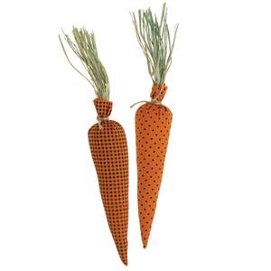 2 Set, Orange & Black Polka Dot & Buffalo Check Carrots #CS38784