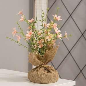 Pink Tabletop Wildflowers w/Burlap Base 18290