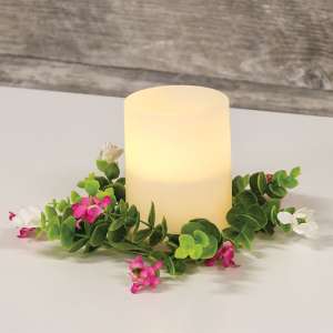 Pink & White Paper Flower Candle Ring, 3" 18342