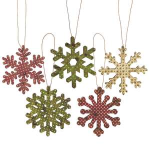 Vintage Snowflake Ornaments - Set of 5;
