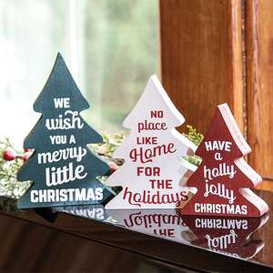 Holly Jolly Chunky Wooden Trees, 3/Set 36346