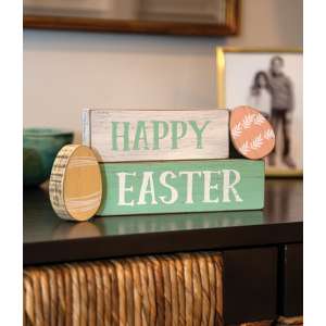 Happy Easter Blocks w/Easter Eggs, 4/Set 36826