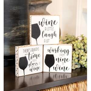 Always Time For Wine Polka Dot Square Block, 3 Asstd. 36880