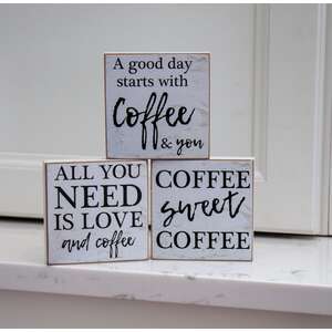 A Good Day Starts With Coffee Square Block, 3 Asstd. 36912