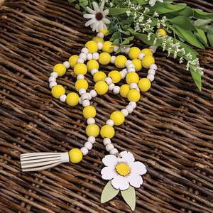 Yellow & White Bead Garland w/Flower Tag 36976;