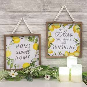 Home Sweet Home Lemons Beaded Framed Sign, 2 Asstd. 37051