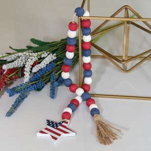 Red, White & Blue Flag Star Beaded Garland 37111;