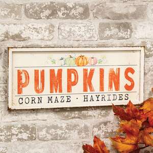 Pumpkins Corn Maze Hayrides Metal Frame Sign 65292