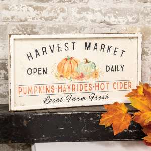 Harvest Market Open Daily Pumpkin Metal Frame Sign 65295