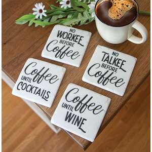 No Talkee Before Coffee Coasters, 4/Set 65327