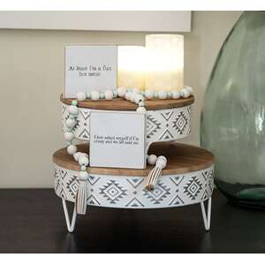 Aztec White Metal & Wood Risers, 2/Set 70120;