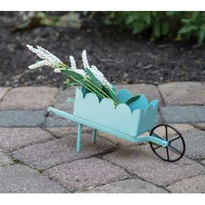 Blue Scalloped Metal Wheelbarrow 70133