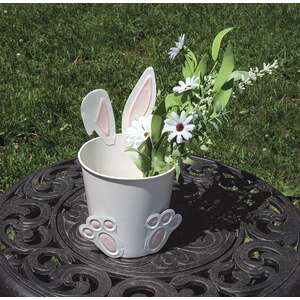 White Easter Bunny Metal Bucket 70135