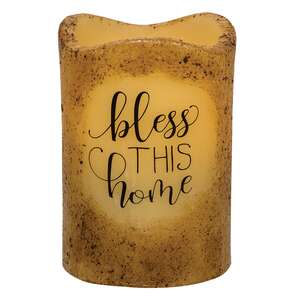 Bless This Home Pillar - Burnt Ivory